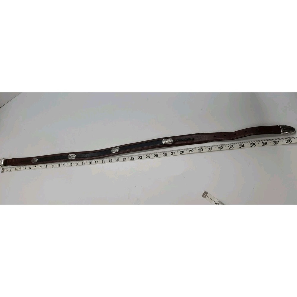 VTG Onyx by Brighton Golfing Visit Belt‎ Brown and Black Leather and Silver - Picture 10 of 14